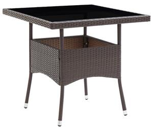 Beile Outdoor Glass Top Dining Table In Brown Poly Rattan