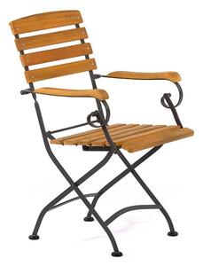 Noah Acacia Wood Folding Arm Chair With Steel Frame