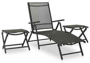 Resaca Textilene Aluminium 3 Piece Garden Lounge Set In Black