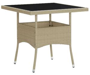 Beile Outdoor Glass Top Dining Table In Beige Poly Rattan