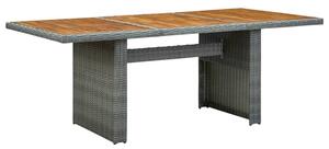 Cielo Garden Wooden Dining Table In Light Grey Poly Rattan