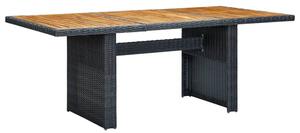 Cielo Garden Wooden Dining Table In Dark Grey Poly Rattan