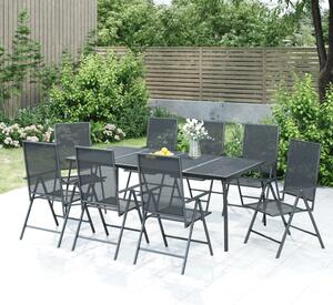 Elon Large Steel 9 Piece Garden Dining Set In Anthracite