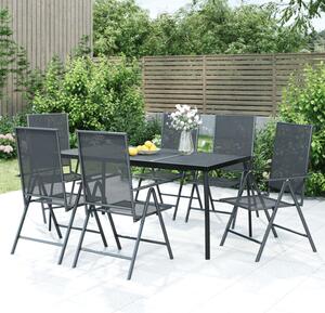 Elon Medium Steel 7 Piece Garden Dining Set In Anthracite