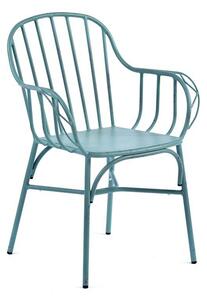 Carla Outdoor Aluminium Vintage Arm Chair In Light Blue