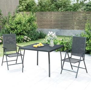 Elon Large Square Steel 3 Piece Garden Dining Set In Anthracite