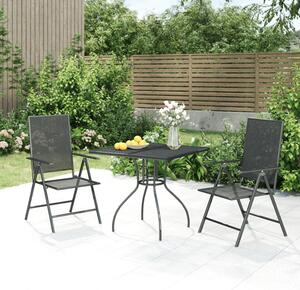 Elon Small Square Steel 3 Piece Garden Dining Set In Anthracite