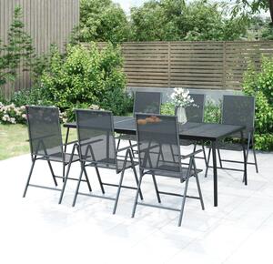 Elon Large Steel 7 Piece Garden Dining Set In Anthracite