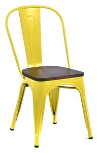 Talli Metal Side Chair In Yellow With Timber Seat