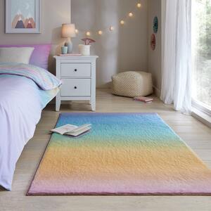 Ombre Horizontal Supersoft Faux Fur Rug MultiColoured