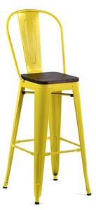 Talli Metal High Bar Chair In Yellow With Timber Seat