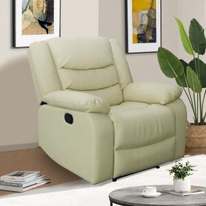 Sorreno Bonded Leather Recliner 1 Seater Sofa In Ivory