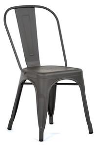 Maire Retro Style Metal Side Chair In Gun Metal Grey