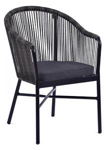 Faris Rope Weave Arm Chair In Grey With Metal Frame