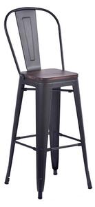 Talli Metal High Bar Chair In Black With Timber Seat