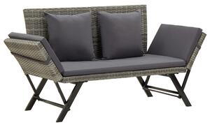 Lillie Garden Seating Bench In Grey Rattan With Cushions