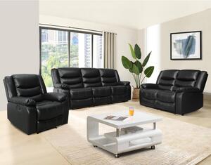 Sorreno 3+2+1 Bonded Leather Recliner Sofa Set In Black