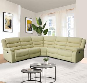 Sorreno Bonded Leather Recliner Corner Sofa In Ivory