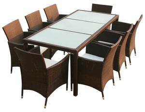 Truro Rattan 9 Piece Outdoor Dining Set with Cushions In Brown