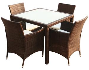 Truro Rattan 5 Piece Outdoor Dining Set with Cushions In Brown