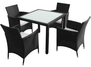 Truro Rattan 5 Piece Outdoor Dining Set with Cushions In Black