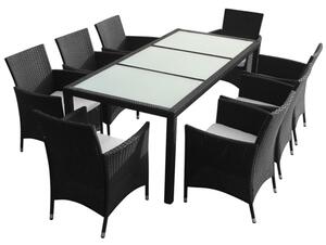 Truro Rattan 9 Piece Outdoor Dining Set with Cushions In Black