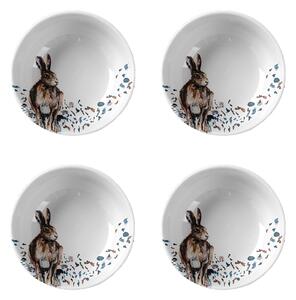 Meg Hawkins Set of 4 Hare Cereal Bowls White