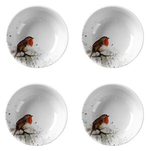 Meg Hawkins Set of 4 Robin Cereal Bowls White
