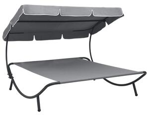 Grace Outdoor Lounge Bed With Canopy In Grey