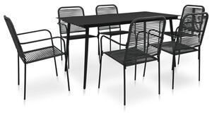 Canton Rope And Steel 7 Piece Outdoor Dining Set In Black