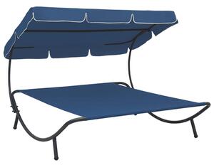 Grace Outdoor Lounge Bed With Canopy In Blue