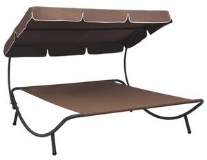 Grace Outdoor Lounge Bed With Canopy In Brown