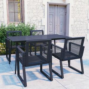 Santiago Medium PVC Rattan 5 Piece Outdoor Dining Set In Black