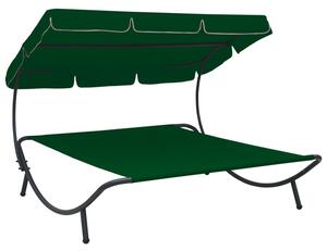 Grace Outdoor Lounge Bed With Canopy In Green