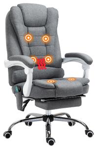 Vinsetto Massage Office Chair Heated 6 Points Vibration, Adjustable Swivel Ergonomic High Back Desk Chair w/ Footrest, Grey Aosom UK