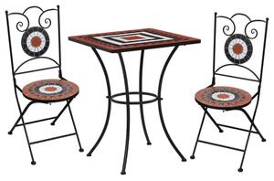 Gino Ceramic Tile Top Bistro Set Square In Terracotta And White