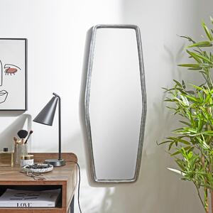 Pewter Metal Full Length Wall Mirror Grey