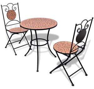 Gino Ceramic Tile Top Bistro Set Round In Terracotta