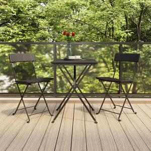 Newkirk Poly Rattan 3 Piece Folding Bistro Set In Black