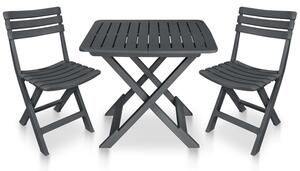 Kinston Plastic 3 Piece Folding Bistro Set In Anthracite