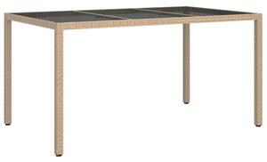 Bexter Glass Top Garden Dining Table Rectangular In Beige