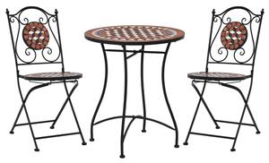Lucca Ceramic Tile 3 Piece Mosaic Bistro Set In Terracotta