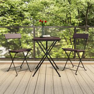 Newkirk Poly Rattan 3 Piece Folding Bistro Set In Brown