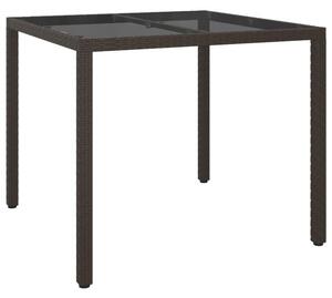 Bexter Glass Top Garden Dining Table Square In Brown