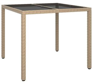 Bexter Glass Top Garden Dining Table Square In Beige