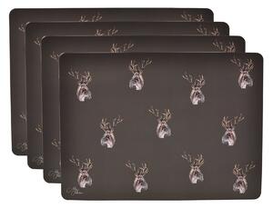 Meg Hawkins Set of 4 Stag Placemats Brown