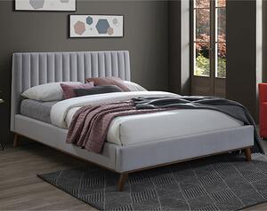 Adica Velvet Fabric King Size Bed In Light Grey