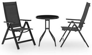 Pula Glass And Steel 3 Piece Bistro Set In Black And Anthracite