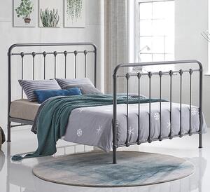 Helki Metal King Size Bed In Speckled Silver And Black