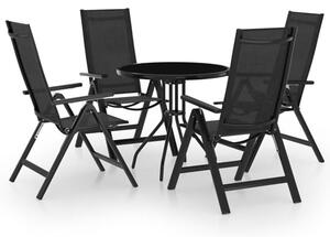 Pula Glass And Steel 5 Piece Bistro Set In Black And Anthracite